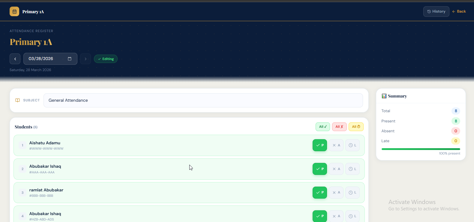 Attendance Tracking screenshot
