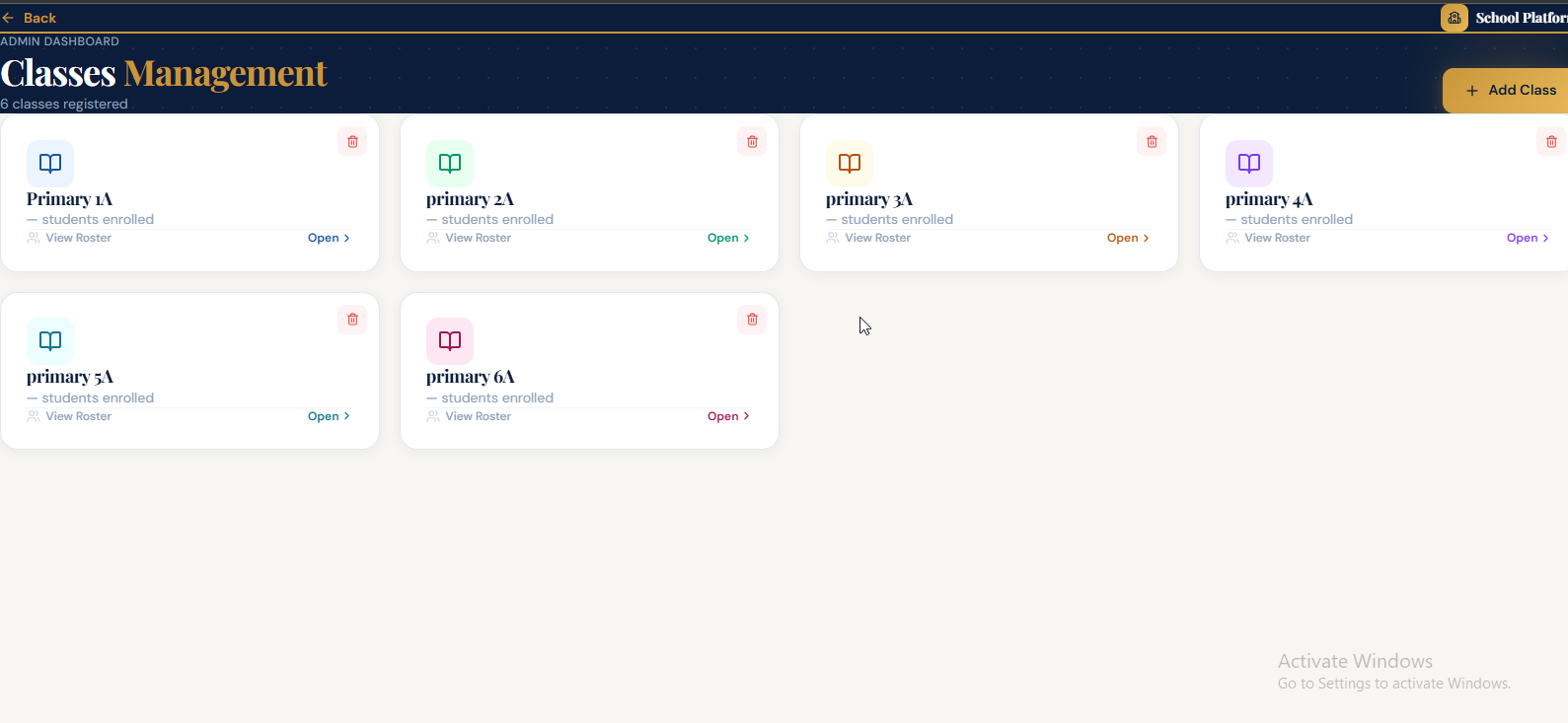 Students & Classes screenshot